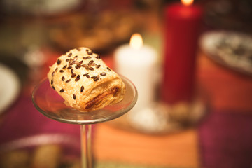 puff pastry rolls filled with salty ingredients
