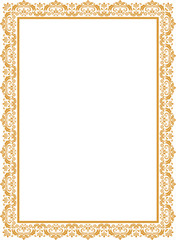 Decorative frame Elegant vector element for design in Eastern style, place for text. Floral golden border. Lace illustration for invitations and greeting cards.
