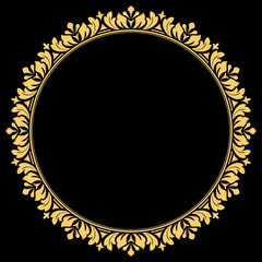 Decorative frame Elegant vector element for design in Eastern style, place for text. Floral golden border. Lace illustration for invitations and greeting cards.
