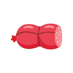 Piece of sausage flat icon. Vector Piece of sausage in flat style isolated on white background. Element for web, game and food meat advertising