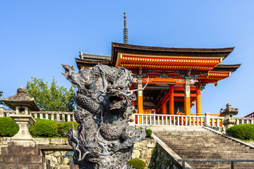 Dragon statue at the entrance gate of  Kiyomizudera Temple, Kyoto, Japan