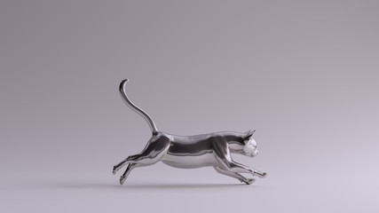 Silver Cat Running Pose 3d	