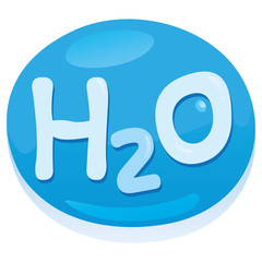 Icon, logo, conceptual letter H, Number 2 and letter O. Formula H2O. Ideal for visual communication, information and institutional material