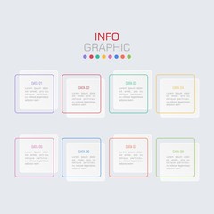 Business data visualization. Infographic element with icons and options or steps. Can be used for process, presentation, diagram, workflow layout, info graph, web design. Vector business template.