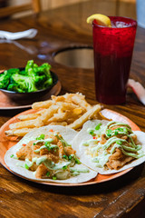 fish tacos in restaurant 