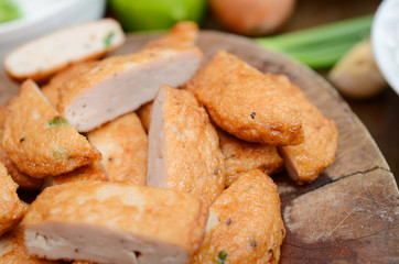 Fried freshly fishcake cooked in slices