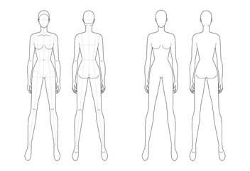 Fashion template of standing women. 