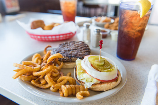 Burger With Curly Fries