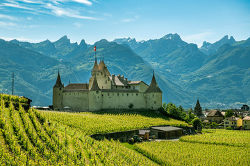 Castle Aigle in city of Aigle in Switzerland