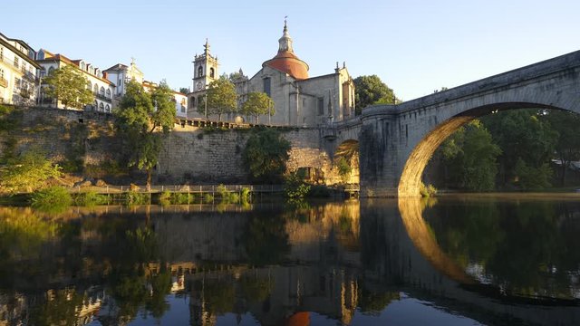 Amarante view with Ponte Sao Goncalo bridge, in Portugal