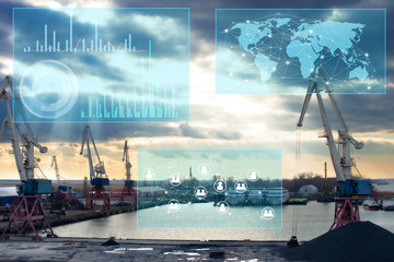 modern industry based on the analysis of the obtained data and processing by artificial intelligence. distribution of goods for business on the world market and shipping from the seaport