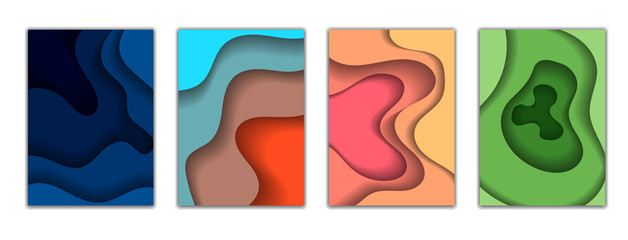 set abstract banners with 3D with paper cut waves ,Vector design of the layout for presentations of banners, leaflets, posters and invitations