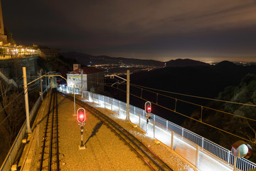 Fototapeta na wymiar Train station in Montserrat Monastery, Barcelona, ​​Spain at night