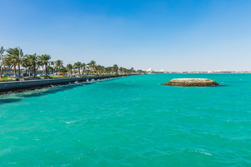 Corniche  Seaside  Promenade Park on the Persian Gulf in Doha, Qatar, Middle East