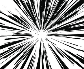 Circular starburst explosion texture. Distressed uneven grunge background. Abstract vector illustration. Overlay to create interesting effect and depth. Isolated on white background.