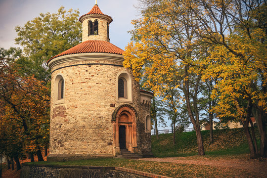 Rotunda of St. Martin in autumn V, Vysehrad, Prague, Czech Republic