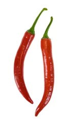 Fotobehang Two ripe chili peppers isolated on white background © medwedja