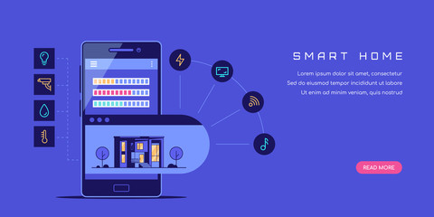 Smart house concept, Flat style banner design.