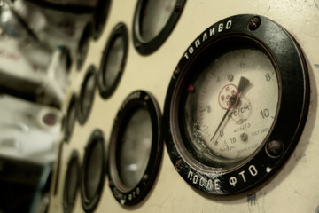 Fuel meter in old Russian submarine