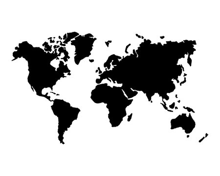 Silhouette black map world