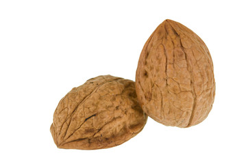 Shells of walnut isolated on white background