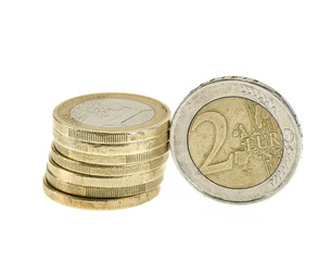 pile of used euro coins