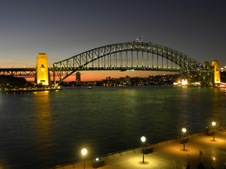 Sydney Harbour Bridge at night in New South Wales Australia