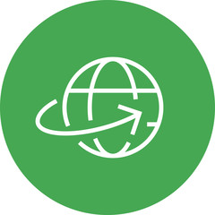 Globe With Rotating Arrow Outline Icon