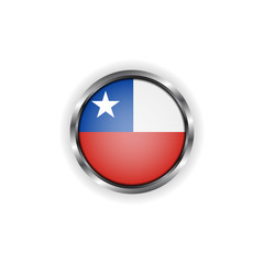 Fototapeta premium Abstract button with stylish metallic frame. Chile flag vector illustration