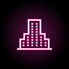 Building neon icon. Simple thin line, outline vector of building icons for ui and ux, website or mobile application
