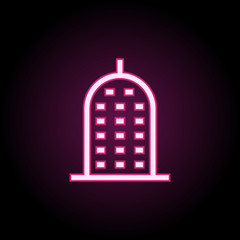 Building neon icon. Simple thin line, outline vector of building icons for ui and ux, website or mobile application