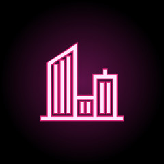 Building neon icon. Simple thin line, outline vector of building icons for ui and ux, website or mobile application