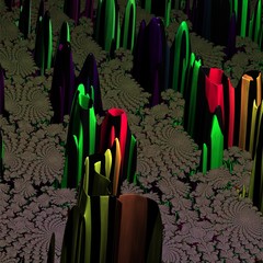 Abstract, computer, fractal design. Fractals are infinitely complex patterns that are self-similar at different scales. 3D-rendering.