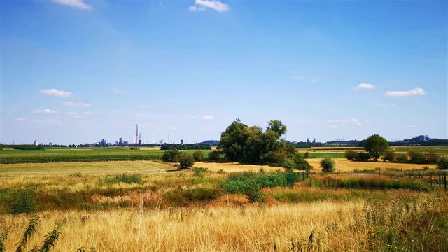 Niederrhein Duisburg Germany in summer with blue sky