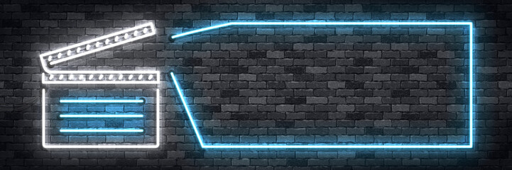 Vector realistic isolated neon sign of Cinema flyer logo for template decoration and invitation covering on the wall background.
