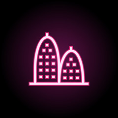 Building neon icon. Simple thin line, outline vector of building icons for ui and ux, website or mobile application