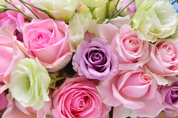 Tabletop flower setting at a birthday party