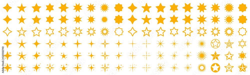 Wall mural stars set icons. rating star signs collection – stock vector