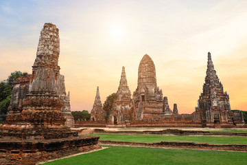 Fototapeta na wymiar ancient temple in ayutthaya thailand