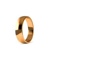 3D Rendering Single Realistic Couple Gold Wedding Ring