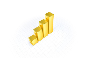 3D Rendering of Golden Statistic Graph Chart