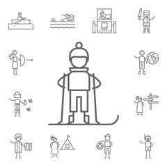 Skiing icon. Adventure icons universal set for web and mobile