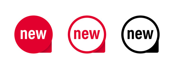 Red stickers or banners. Set of new vector isolated tags on white background. New red label tag.