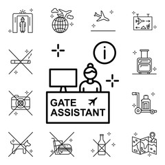 Gate assistant, info icon. Airport icons universal set for web and mobile
