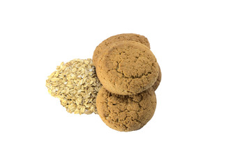Round oatmeal cookies, isolate. Natural product for a healthy lifestyle. Cookies for children for breakfast.