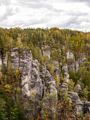 View of rock formation in autumn