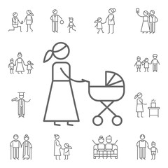 Mother, baby carriage icon. Family life icons universal set for web and mobile