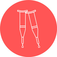 Crutches icon. Axillary crutch icon. Medical tool for people with disabilities and help after injury. Sign for web page, mobile app, button, logo. Vector isolated button. Editable icon