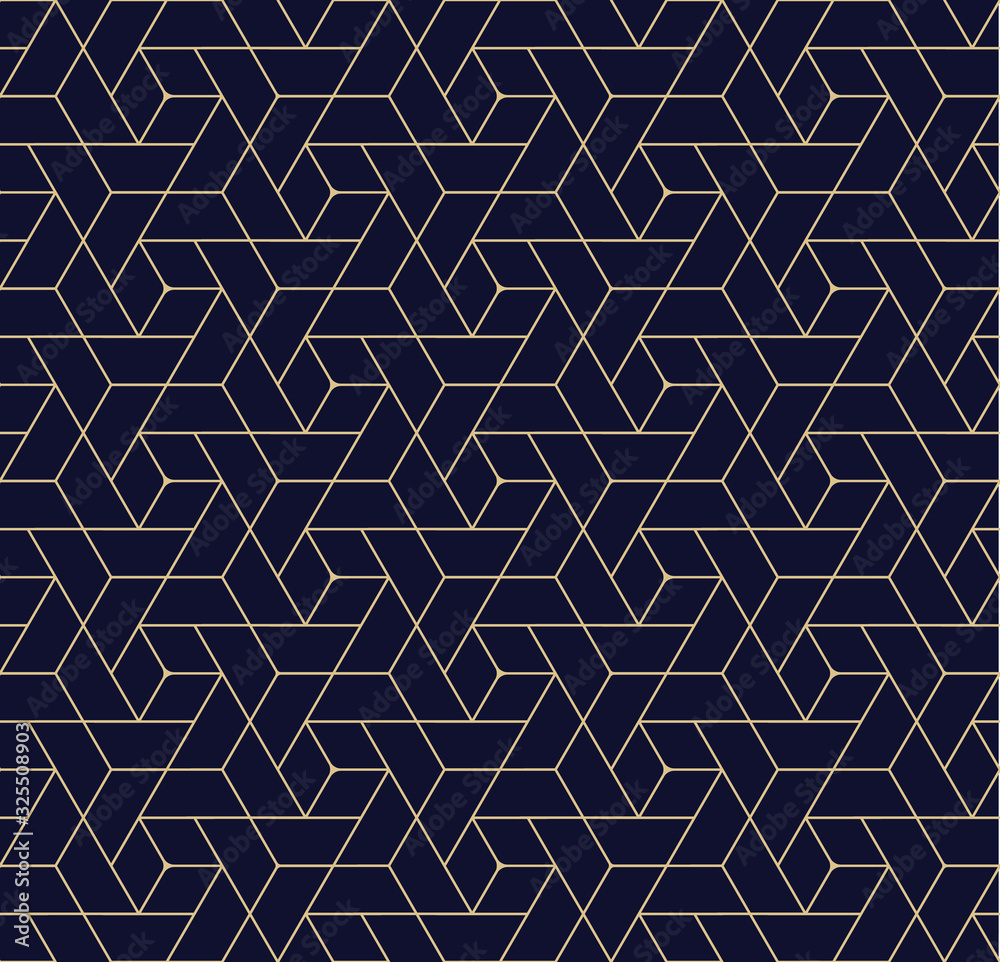 Wall mural seamless abstract hexagonal pattern golden color