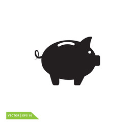 Piggy bank icon vector logo design template